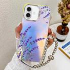 For iPhone 16 Plus Electroplating Laser Flower Phone Case with Wrist Strap(Lavender AH14) - 1