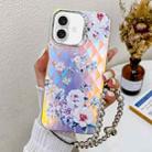 For iPhone 16 Electroplating Laser Flower Phone Case with Wrist Strap(Rose AH15) - 1