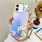 For iPhone 16 Electroplating Laser Flower Phone Case with Wrist Strap(Morning Glory AH16) - 1