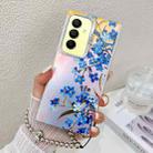 For Samsung Galaxy A15 5G Electroplating Laser Flower Phone Case with Wrist Strap(Myosotis AH2) - 1