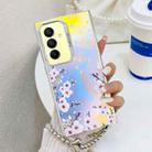 For Samsung Galaxy A15 5G Electroplating Laser Flower Phone Case with Wrist Strap(Plum Blossom AH18) - 1