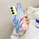 For Samsung Galaxy A15 5G Electroplating Laser Flower Phone Case with Wrist Strap(Lavender AH14) - 1