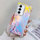 For Samsung Galaxy A55 5G Electroplating Laser Flower Phone Case with Wrist Strap(Peach Blossom AH4) - 1