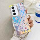 For Samsung Galaxy A55 5G Electroplating Laser Flower Phone Case with Wrist Strap(Rose AH15) - 1