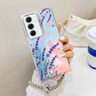 For Samsung Galaxy A55 5G Electroplating Laser Flower Phone Case with Wrist Strap(Lavender AH14) - 1