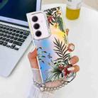 For Samsung Galaxy A35 5G Electroplating Laser Flower Phone Case with Wrist Strap(Leaves AH12) - 1