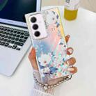 For Samsung Galaxy A35 5G Electroplating Laser Flower Phone Case with Wrist Strap(White Flower AH10) - 1