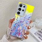 For Samsung Galaxy S24 Ultra 5G Electroplating Laser Flower Phone Case with Wrist Strap(Flower AH1) - 1