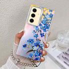 For Samsung Galaxy S24+ 5G Electroplating Laser Flower Phone Case with Wrist Strap(Myosotis AH2) - 1