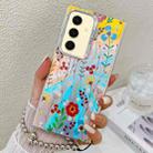 For Samsung Galaxy S24+ 5G Electroplating Laser Flower Phone Case with Wrist Strap(Flower AH6) - 1