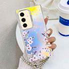 For Samsung Galaxy S24+ 5G Electroplating Laser Flower Phone Case with Wrist Strap(Plum Blossom AH18) - 1