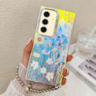 For Samsung Galaxy S24 5G Electroplating Laser Flower Phone Case with Wrist Strap(Chrysanthemum AH5) - 1