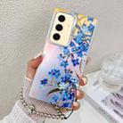 For Samsung Galaxy S24 5G Electroplating Laser Flower Phone Case with Wrist Strap(Myosotis AH2) - 1