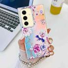 For Samsung Galaxy S24 5G Electroplating Laser Flower Phone Case with Wrist Strap(Peony AH11) - 1