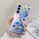 For Samsung Galaxy A25 5G Electroplating Laser Flower Phone Case with Wrist Strap(Myosotis AH2) - 1