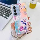 For Samsung Galaxy A25 5G Electroplating Laser Flower Phone Case with Wrist Strap(Peony AH11) - 1