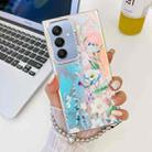 For Samsung Galaxy A25 5G Electroplating Laser Flower Phone Case with Wrist Strap(Blue Flower AH8) - 1