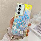 For Samsung Galaxy S23 FE 5G Electroplating Laser Flower Phone Case with Wrist Strap(Chrysanthemum AH5) - 1