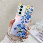 For Samsung Galaxy S23 FE 5G Electroplating Laser Flower Phone Case with Wrist Strap(Myosotis AH2) - 1