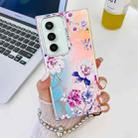 For Samsung Galaxy S23 FE 5G Electroplating Laser Flower Phone Case with Wrist Strap(Peony AH11) - 1