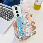 For Samsung Galaxy S23 FE 5G Electroplating Laser Flower Phone Case with Wrist Strap(Blue Flower AH8) - 1