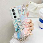 For Samsung Galaxy S23 FE 5G Electroplating Laser Flower Phone Case with Wrist Strap(Pear Blossom AH17) - 1