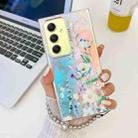 For Samsung Galaxy A34 5G Electroplating Laser Flower Phone Case with Wrist Strap(Blue Flower AH8) - 1