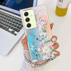 For Samsung Galaxy A54 5G Electroplating Laser Flower Phone Case with Wrist Strap(Blue Flower AH8) - 1