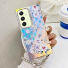 For Samsung Galaxy A54 5G Electroplating Laser Flower Phone Case with Wrist Strap(Rose AH15) - 1