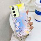 For Samsung Galaxy A54 5G Electroplating Laser Flower Phone Case with Wrist Strap(Plum Blossom AH18) - 1