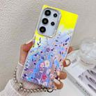 For Samsung Galaxy S23 Ultra 5G Electroplating Laser Flower Phone Case with Wrist Strap(Flower AH1) - 1