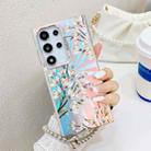 For Samsung Galaxy S23 Ultra 5G Electroplating Laser Flower Phone Case with Wrist Strap(Pear Blossom AH17) - 1