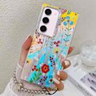 For Samsung Galaxy S23+ 5G Electroplating Laser Flower Phone Case with Wrist Strap(Flower AH6) - 1