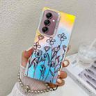 For Samsung Galaxy A14 5G Electroplating Laser Flower Phone Case with Wrist Strap(Drawn Flowers AH3) - 1