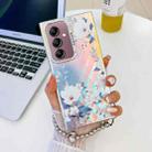 For Samsung Galaxy A14 5G Electroplating Laser Flower Phone Case with Wrist Strap(White Flower AH10) - 1