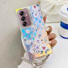For Samsung Galaxy A14 5G Electroplating Laser Flower Phone Case with Wrist Strap(Rose AH15) - 1