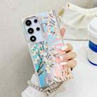 For Samsung Galaxy S22 Ultra 5G Electroplating Laser Flower Phone Case with Wrist Strap(Pear Blossom AH17) - 1