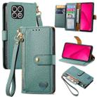 For T-Mobile T Phone 2 5G Love Zipper Lanyard Leather Phone Case(Green) - 1