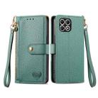 For T-Mobile T Phone 2 5G Love Zipper Lanyard Leather Phone Case(Green) - 2