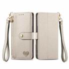 For T-Mobile T Phone 2 5G Love Zipper Lanyard Leather Phone Case(Gray) - 2