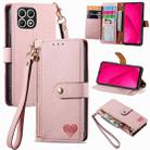 For T-Mobile T Phone 2 5G Love Zipper Lanyard Leather Phone Case(Pink) - 1