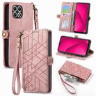 For T-Mobile T Phone 2 5G Geometric Zipper Wallet Side Buckle Leather Phone Case(Pink) - 1