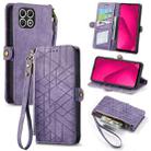 For T-Mobile T Phone 2 5G Geometric Zipper Wallet Side Buckle Leather Phone Case(Purple) - 1