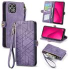 For T-Mobile T Phone 2 Pro 5G Geometric Zipper Wallet Side Buckle Leather Phone Case(Purple) - 1