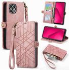 For T-Mobile REVVL 7 5G Geometric Zipper Wallet Side Buckle Leather Phone Case(Pink) - 1