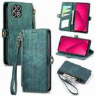 For T-Mobile REVVL 7 5G Geometric Zipper Wallet Side Buckle Leather Phone Case(Green) - 1