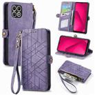 For T-Mobile REVVL 7 5G Geometric Zipper Wallet Side Buckle Leather Phone Case(Purple) - 1