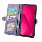 For T-Mobile REVVL 7 5G Geometric Zipper Wallet Side Buckle Leather Phone Case(Purple) - 3