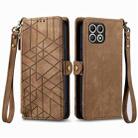 For T-Mobile REVVL 7 5G Geometric Zipper Wallet Side Buckle Leather Phone Case(Brown) - 2