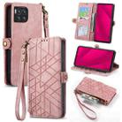 For  T-Mobile REVVL 7 Pro 5G Geometric Zipper Wallet Side Buckle Leather Phone Case(Pink) - 1